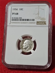 1956 PP ROOSEVELT SILBER GROSCHEN NGC PF 68 #MF-T4726 - Bild 1 von 2