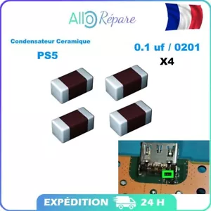 LOT X4 Condensateur Céramique Pour Port TV Playstation 5 PS5 (0.1 uf / 0201 cap) - Bild 1 von 1