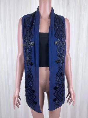 Bufanda de seda con cuentas Talbots para mujer azul medianoche azul marino Foto 1 de 4