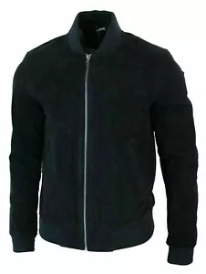 Trendy Men's Sheepskin Suede Leather Jacket Biker Zip Premium Casual Wear Green - Picture 1 of 3