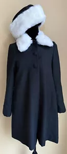 Vintage Neiman Marcus Helena Girls Sz 10 Wool Swing Coat Faux Fur Collar & Hat - Picture 1 of 16