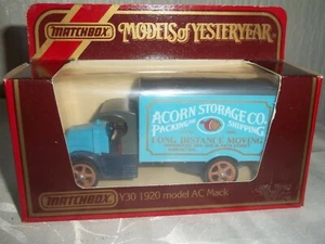 MATCHBOX MODELS OF YESTERYEAR Y30 1920 MODEL AC MACK - ACORN STORAGE CO - Picture 1 of 4