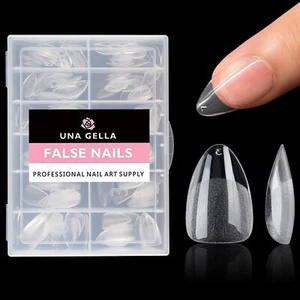 UNA GELLA Short Almond Fake Nails 216pcs Preshape Gel Acrylic Nail Tips for Fu - Picture 1 of 7