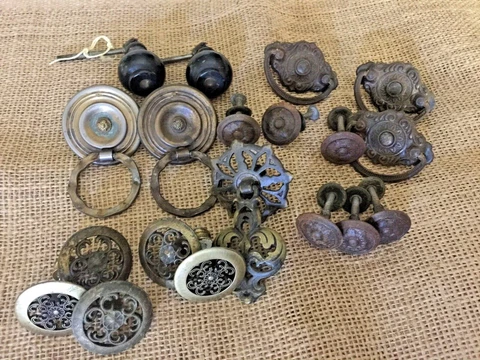 Vintage lot 19 drawer door knobs handles brass door knobs Cover