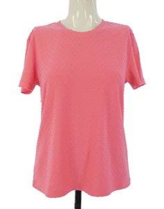 TARA JARMON T Shirt Swiss Dot Pink Top Short Sleeve Blouse Crew Neck size M - Picture 1 of 23