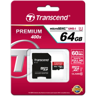 Transcend 64GB 400x microSDXC UHS-I Memory Card (TS64GUSDU1) Authorized Dealer! - Image 1 of 3