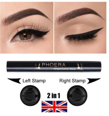 PHOERA WINGED DUAL ENDED EYE LINER LEFT RIGHT STAMP EYELINER LONG LASTING  UK - Image 1 of 4