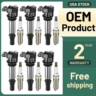 6 Ignition Coils Pack UF375 and Spark Plug For 2004-2006 Cadillac SRX 3.6L V6 - Image 1 of 4