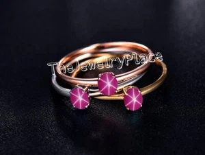 Pink Ruby Star Ring in 925 Sterling Silver Lindy Pink Star Ring - Picture 1 of 3