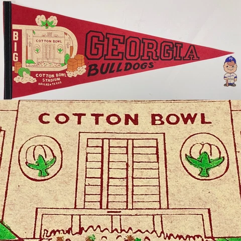 Vintage Georgia Bulldogs University Football Cotton Bowl Pennant 12x29 Cover
