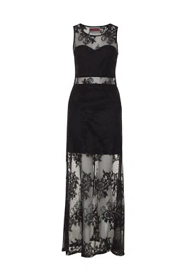 JAWBREAKER GOTHIC WITCH MESH SEXY PAISLEY LACE ME BABY BLACK LONG DRESS DRA8395 - Image 1 of 4