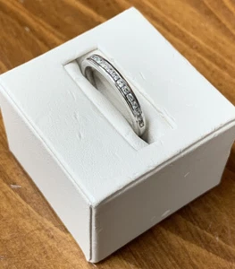 Round Channel Diamond Anniversary Wedding Band Ring 14k White Gold Sz 9 - Picture 1 of 5