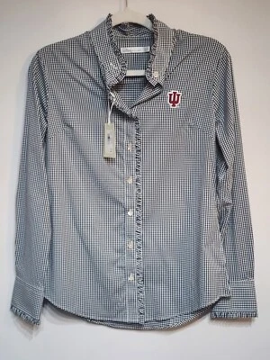 NWT Peter Millar Womens Sz S Indiana Hoosiers Grid Performance Button Down Shirt - Image 1 of 4