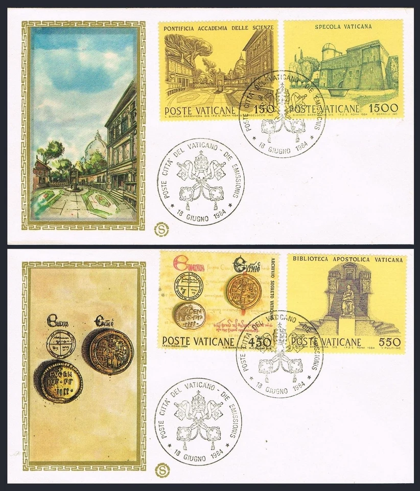 Vatican 733-736,two FDC.Michel 848-851. Pontifical Academy of Science,1984. - Image 1 of 1