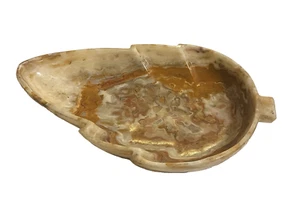 Alabaster Natural Stone Carved Dish Bowl Rustic Earthy Mid-Century Modern Style - Picture 1 of 4
