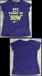 Nike Girls MY TIME IS NOW Graphic Print T Shirt Purple Size 5 - Picture 1 of 4