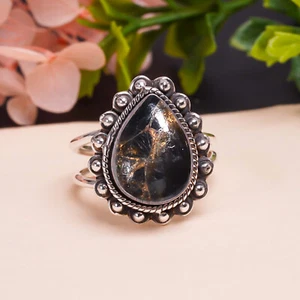 Copper Black Turquoise Gemstone 925 Sterling Silver Ring Oxidize Jewelry. - Picture 1 of 8
