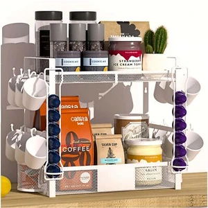 Coffee Mug Holder Bar Organizer - 2 Tier Coffee Cup Holder for Countertop Mul... - Picture 1 of 9