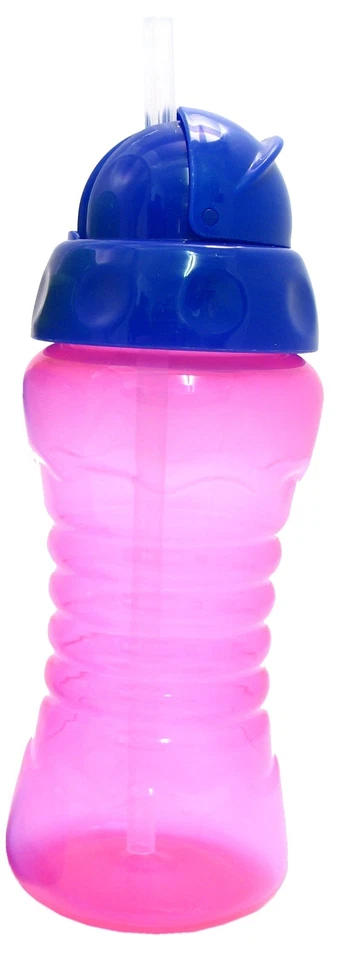 Griptight - Flexi Soft Silicone Straw Sipper Flip Top Bottle Cup (Pink/Purple)