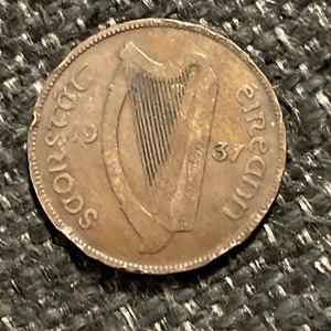 1937 IRELAND Penny, Hen & Chicks, A “Lucky Irish Penny"! - Picture 1 of 2