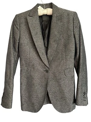 Blazer Disfraz Nacional Para Mujer Talla 40 EE. UU. 4 Negro Con Hilo Plateado Zig Zag Foto 1 de 4