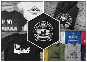 T-Shirt Bichon Frise felpa con cappuccio cane proprietario a piedi regalo B2G1F! - Foto 1 di 84