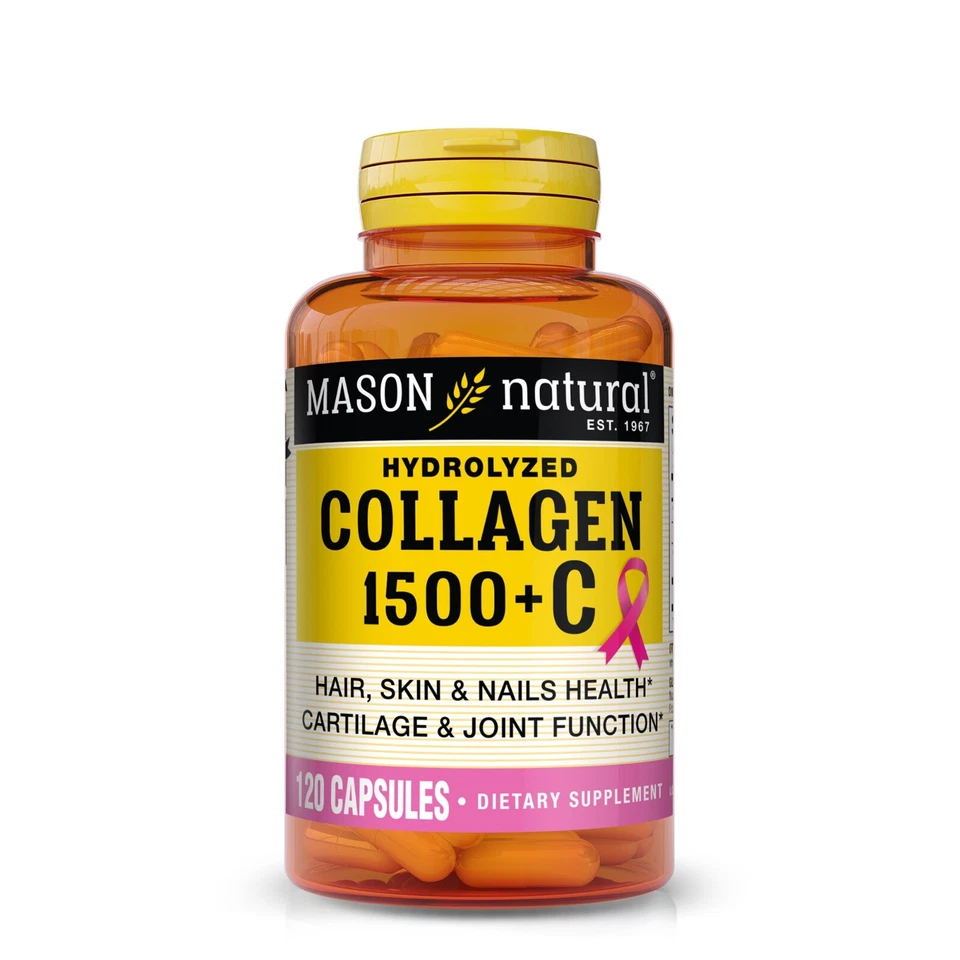 Mason Natural Collagen 1500 mg. Hair Nails & Skin, joint function, 120 Caps - Image 1 of 4