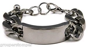 ID Bracelet 9 3/4" Lightweight New 20 mm Plastic Link & Metal ID Plate - Picture 1 of 8