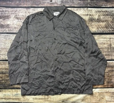 VTG Alfani Silk Shirt Men's Medium Geometric Button Down Satin Long Sleeve - Image 1 of 4