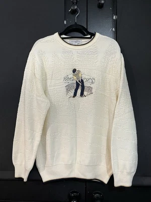 Suéter de golf tejido con eslabones de ciprés Y2K vintage bordado manga larga talla 42 L/XL Foto 1 de 4