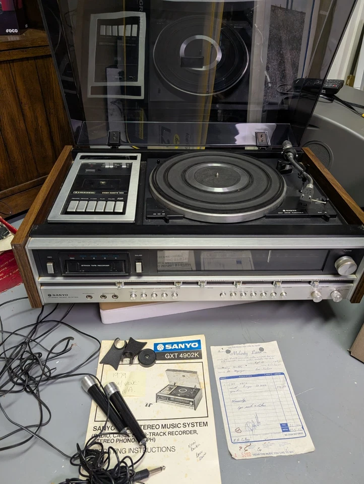 Sanyo GXT-4902K Stereo Music System 1970s Includes Record, Cassette And 8 Track  - Image 1 of 4