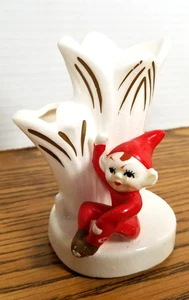 Vintage Christmas Pixie Elf Small Planter Vase Figurine Rare - Picture 1 of 17