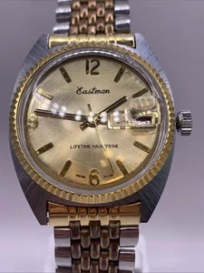 Orologio meccanico uomo Eastman tono oro argento ricambi riparazione - Foto 1 di 4