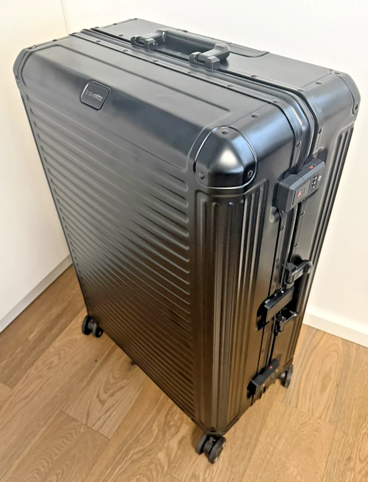 Travelite Next 4 Rollen Trolley L Reisekoffer  77cm 100 Liter Aluminium Schwarz  - Bild 1 von 4