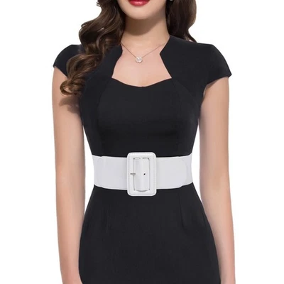 GK Women Elastic Waistband Belt with Classic Buckle Adjustable Fit S to 4XL - image 1 of 4