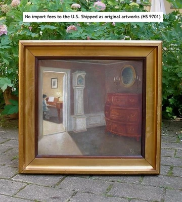 Alfred Larsen (1886)  Interior with Piano. Danish school. Dated 1915. COA - Image 1 of 4