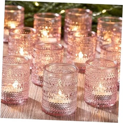 Paquete de 24 candelabros votivos de vidrio transparente, candelabro vintage para rosa Foto 1 de 4