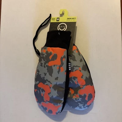 Guantes medianos NEFF SNOW MITT naranja gris camuflaje esquí snowboard para hombre NUEVO Foto 1 de 2