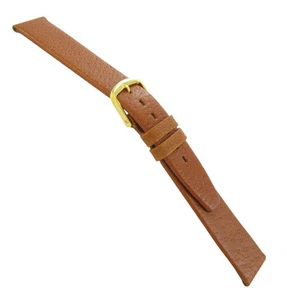 14mm T&C Honey Tan Flat Unstitched Genuine Pigskin Leather Ladies Band 521823 - Picture 1 of 2
