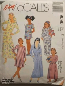 McCALLS 9090 Sewing Pattern Girls Robe Nightshirt Tops Pants & Shorts Med-Xlg - Imagen 1 de 2