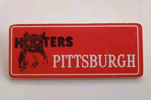 HOOTERS RESTAURANT GIRL ORANGE NAME TAG / PIN - Waitress Pin (Pittsburgh) - Picture 1 of 2