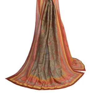 Hijab lungo stolato lungo sushila vintage Dupatta 100% puro cotone stampato seta floreale stampato - Foto 1 di 9