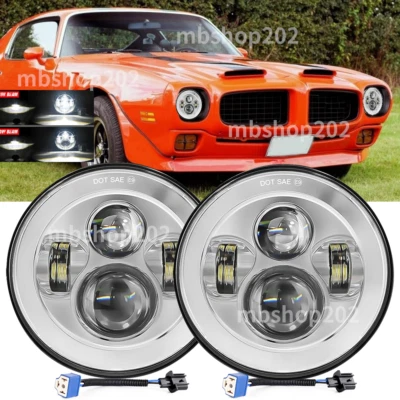 Par de faros LED de 7"" aptos para Pontiac Firebird 1970-1976 haz alto punto Foto 1 de 4