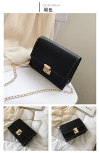 Luxury Ladies Modern Handbag On Chain Multi-Function Lock Clasp Clutch-Black - Picture 1 of 4
