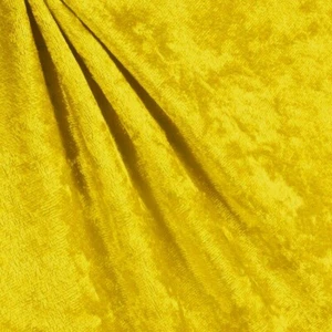 MEDIUM YELLOW CRUSHED PANNE VELVET KNIT FABRIC 2 WAY STRETCH 2 YARDS - Picture 1 of 3