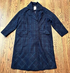 Chaqueta de lana Erdem x H&M para mujer 10 botones de doble pecho azul marino de gran tamaño - Imagen 1 de 4