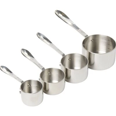NUEVO Juego de 4 tazas medidoras de acero inoxidable de calibre pesado totalmente revestidas, tamaño estándar Foto 1 de 4
