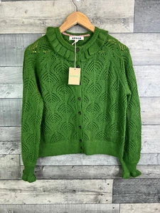 Boden Womens Alice Cardigan Size Small Green Fluffy Stitch Knit Cardi Sweater - Picture 1 of 10
