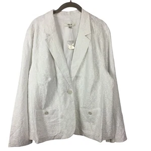 LIZ CLAIBORNE Women's 3X Floral Embroidered White Lined Collared Jacket Blazer - Picture 1 of 11