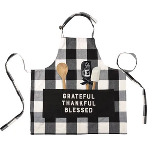 Grateful Thankful Blessed Buffalo Plaid Apron - Picture 1 of 1